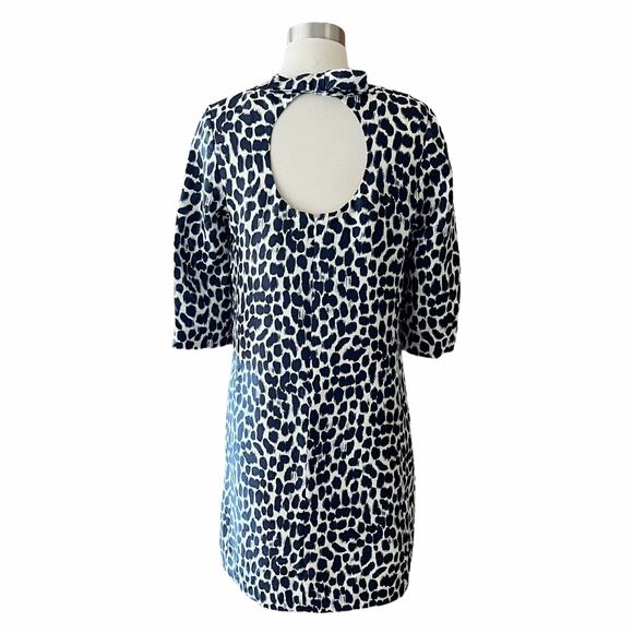 KATE SPADE Silk Shift Dress Animal Print Short Sleeves Crew Neck Size 4 EUC - Picture 9 of 9